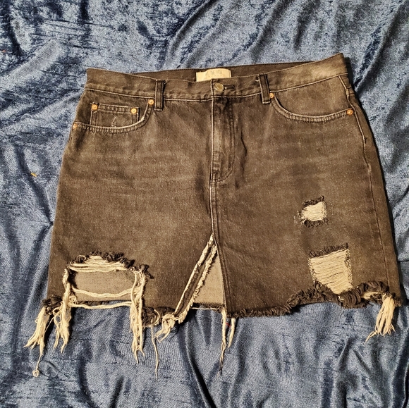 We The Free by Free People Distressed Denim Skirt - Picture 5 of 7